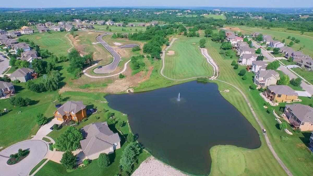 
This aerial view shows how The Greens of Chapel Creek surrounds Shawnee Golf & Country Club, providing golf course views from many of the homes.
