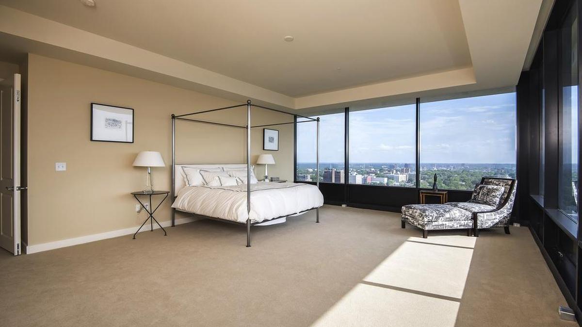 Magnificent views are enjoyed from a luxury corner condo on the 17th floor priced at $570,000. This 3,400-square-foot condo include three bedrooms and two and a half bathrooms, 10-foot ceilings and large windows.