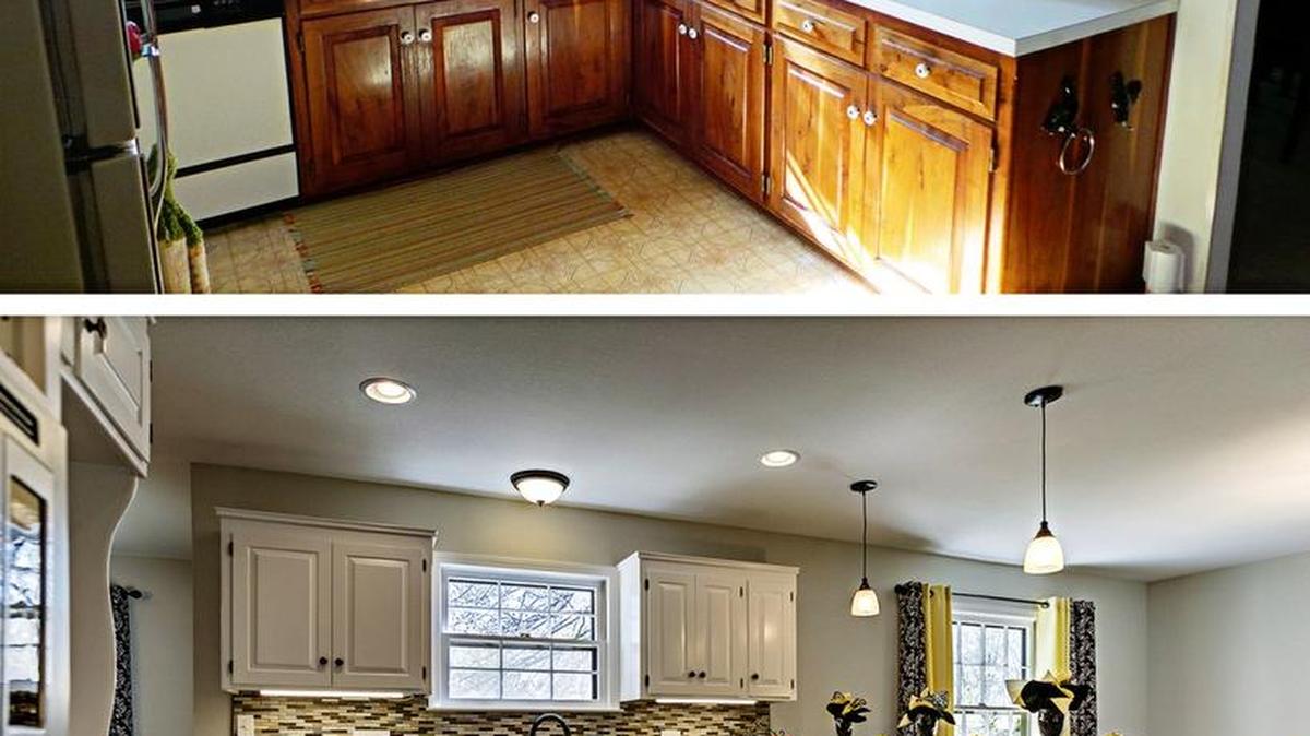 These kitchen photos, taken before (top) and after updates were completed, showcase the additional value that the House Buyers KC team brings to a residential property, which not only benefits the buyer but also the surrounding neighborhood.
