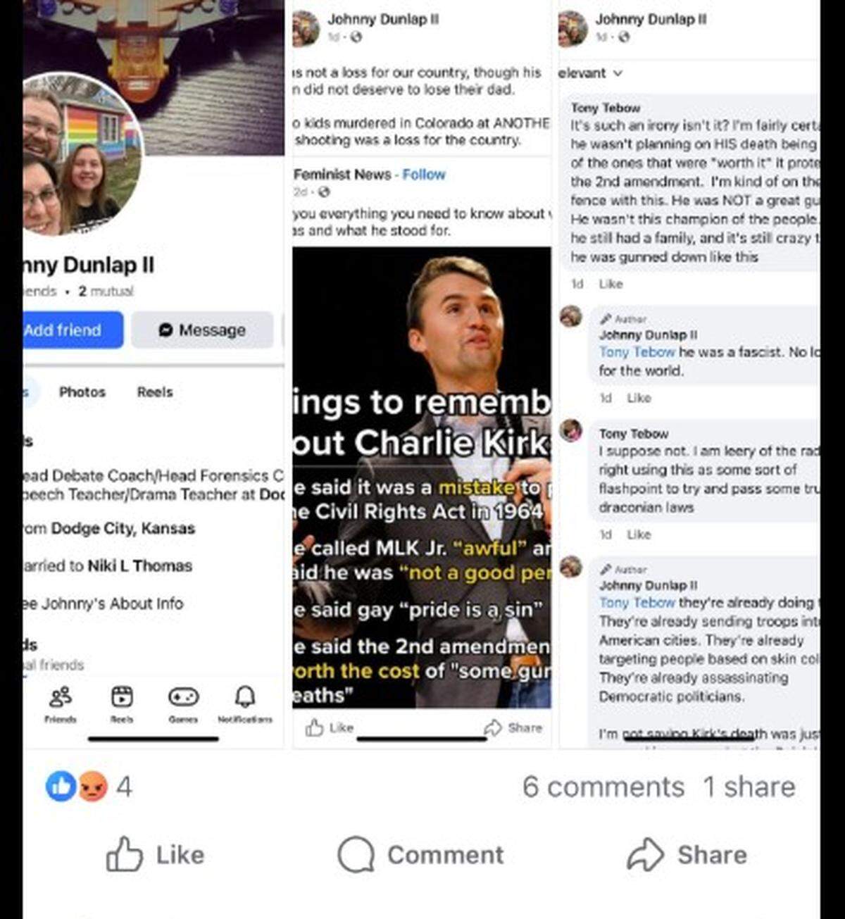 Debate swept across Dodge City this week on social media after a high school debate coach called Charlie Kirk, the conservative activist who was gunned down on September 10, a “fascist.” Some called for the teacher’s firing.