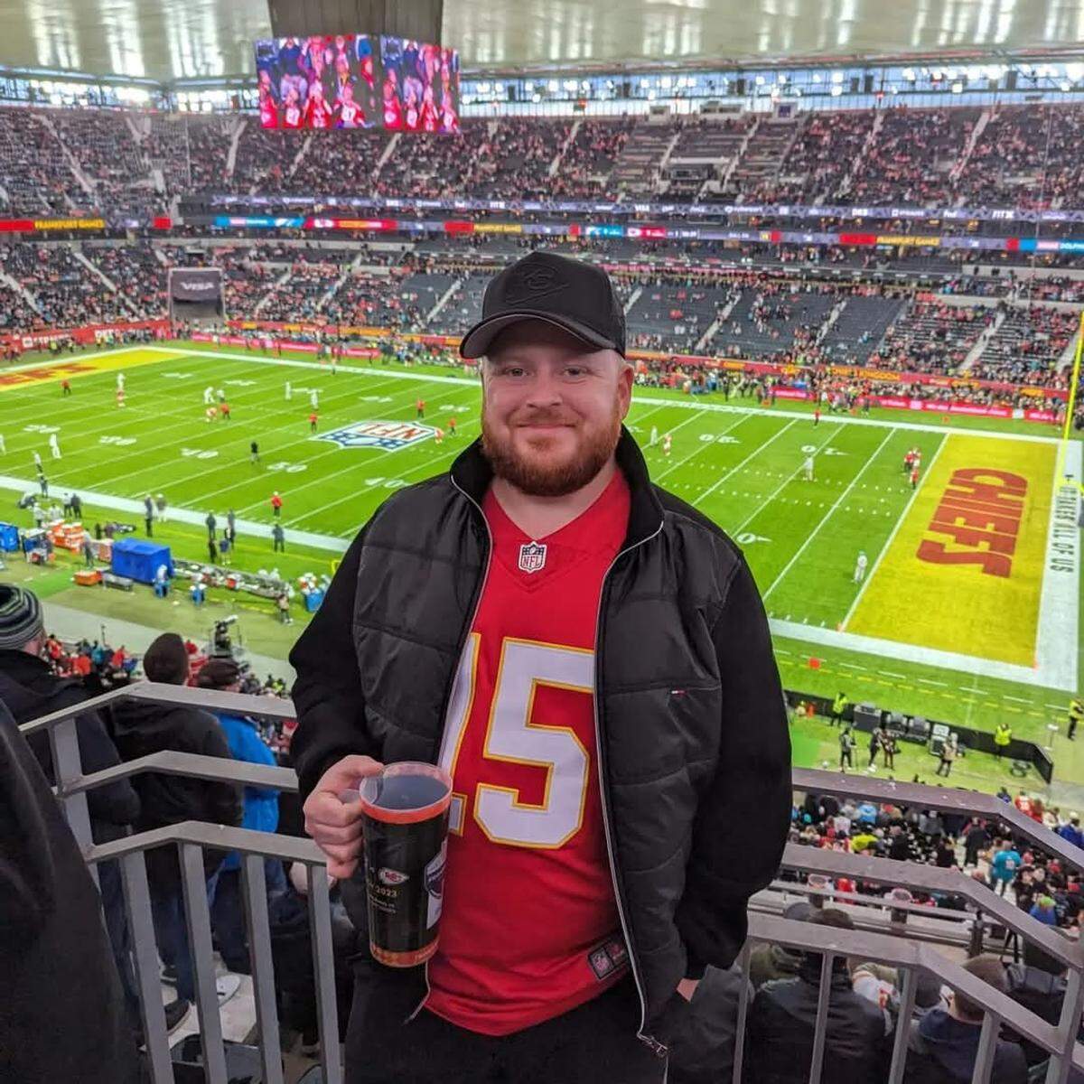 Lewis Forbes, 33, of Aberdeen, Scotland, traveled to Frankfurt to see the Chiefs.