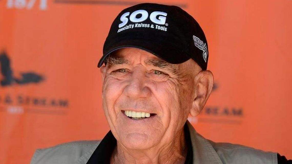 In this June 15, 2014, file photo, actor and former Marine Corps drill instructor R. Lee Ermey meets with fans during an appearance at the new Field & Stream store in Millcreek Township, west of Erie, Pa.