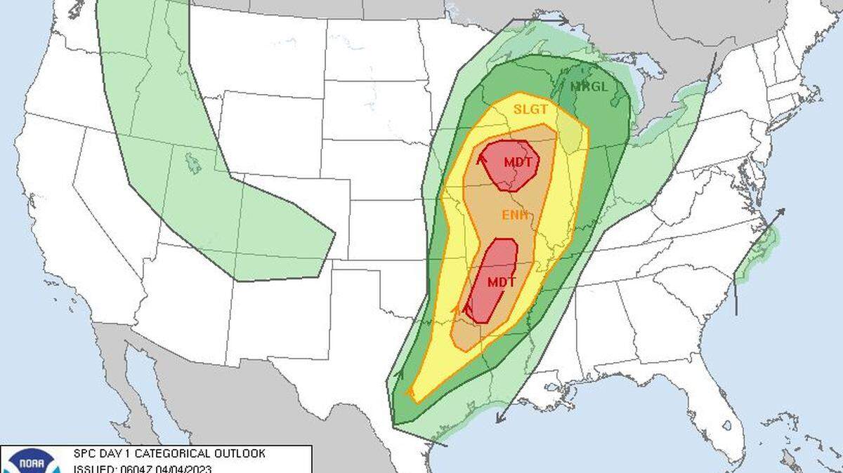 Severe weather will be possible in the Kansas City area, including strong winds, large hail and tornadoes, as thunderstorms sweep through Missouri Tuesdayh, according to the National Weather Service.