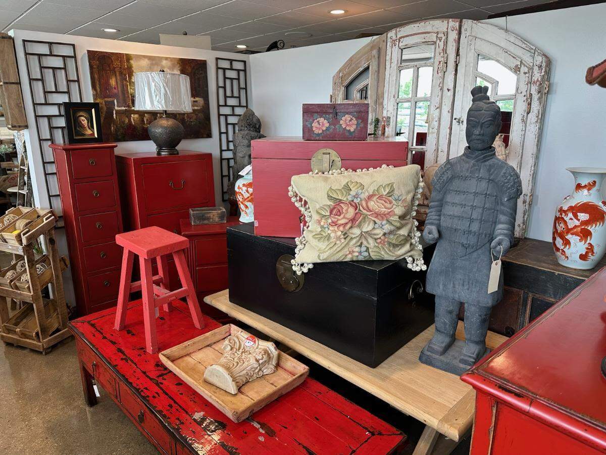 Rakar has a retail section in front offering mostly Asian furniture and home decor.