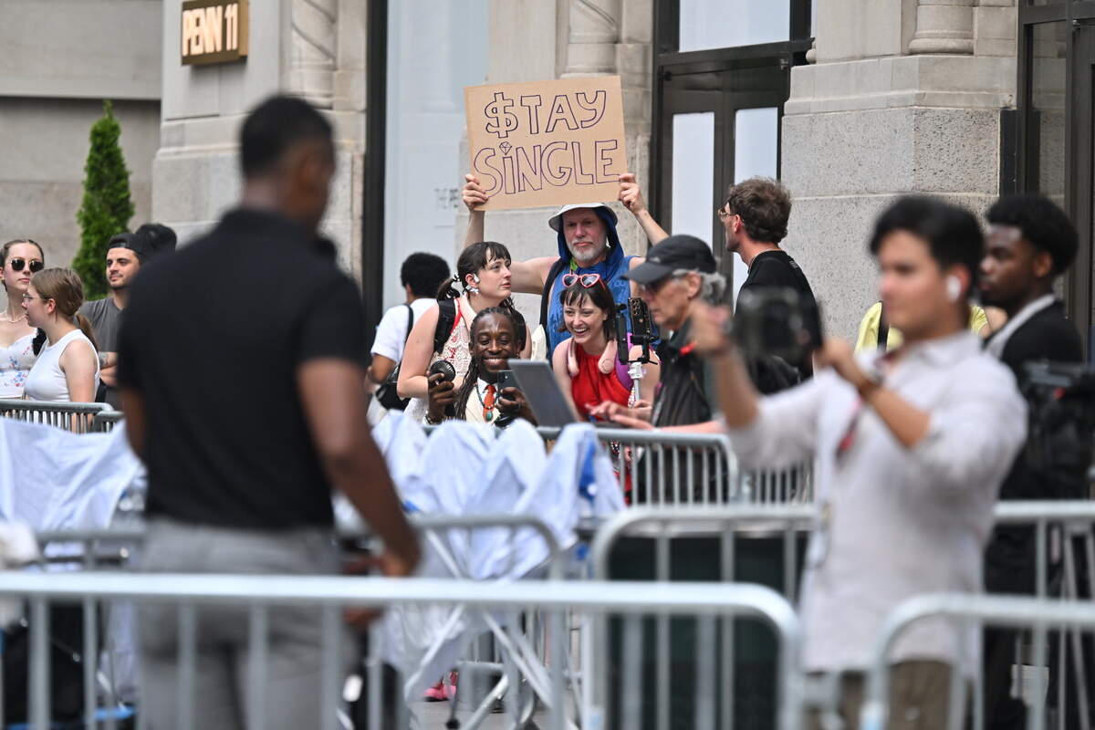 Fans look out for Taylor Swift outside Madison Square Garden on July 3, 2026 in New York City.