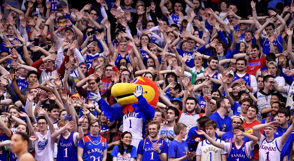 Big Jay led the student section in the south endzone in distracting a TCU free throw shooter.