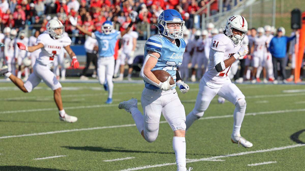 Liberty senior running back Jaxon Hicks racked up 271 rushing yards on Saturday, Nov. 23, 2024 as the Blue Jays advanced to the semifinals of the Missouri Class 6 state high school football tournament with a 30-13 win over Park Hill.