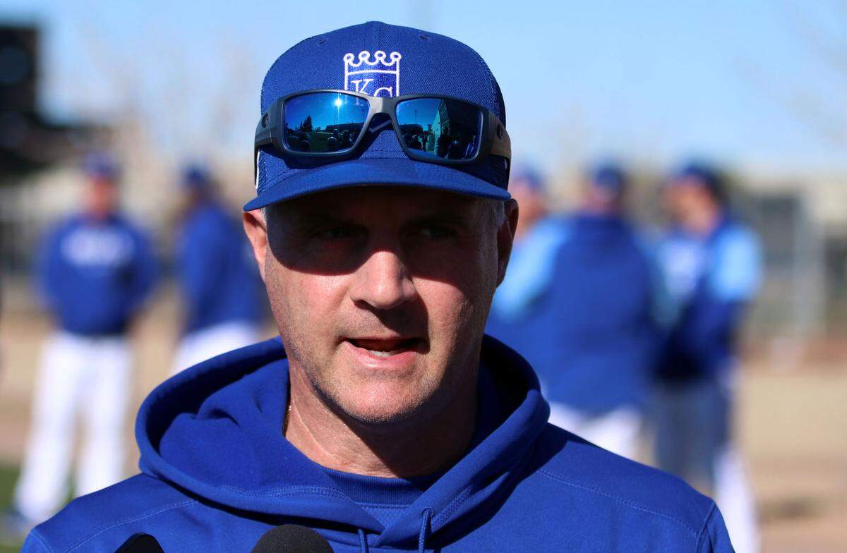New Royals manager Matt Quatraro speaks to media at the start of 2023 spring training in Surprise, Ariz.