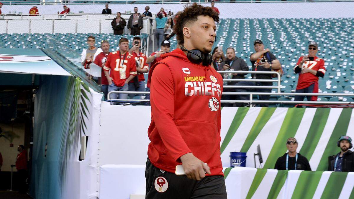 Kansas City Chiefs quarterback Patrick Mahomes arrives on the field before the start of Super Bowl LIV between the Kansas City Chiefs and the San Francisco 49ers at Hard Rock Stadium in Miami Sunday.