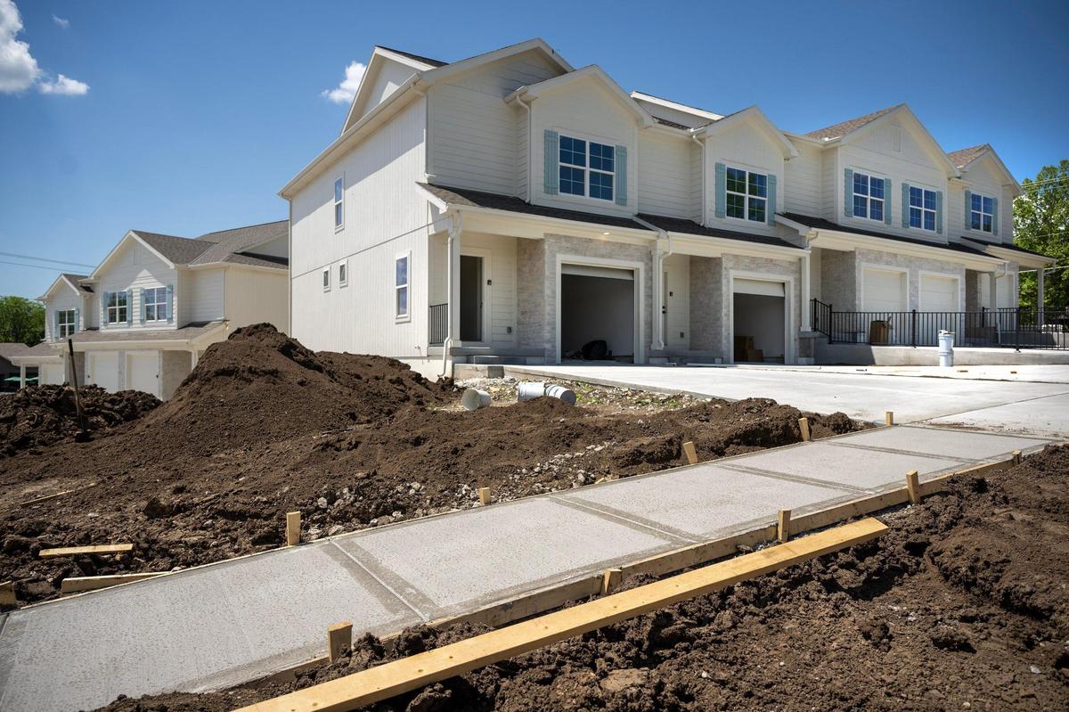 Construction underway at the Eagle Creek Townhomes, located on the 8500 block of Hammond St. in De Soto, Kansas.