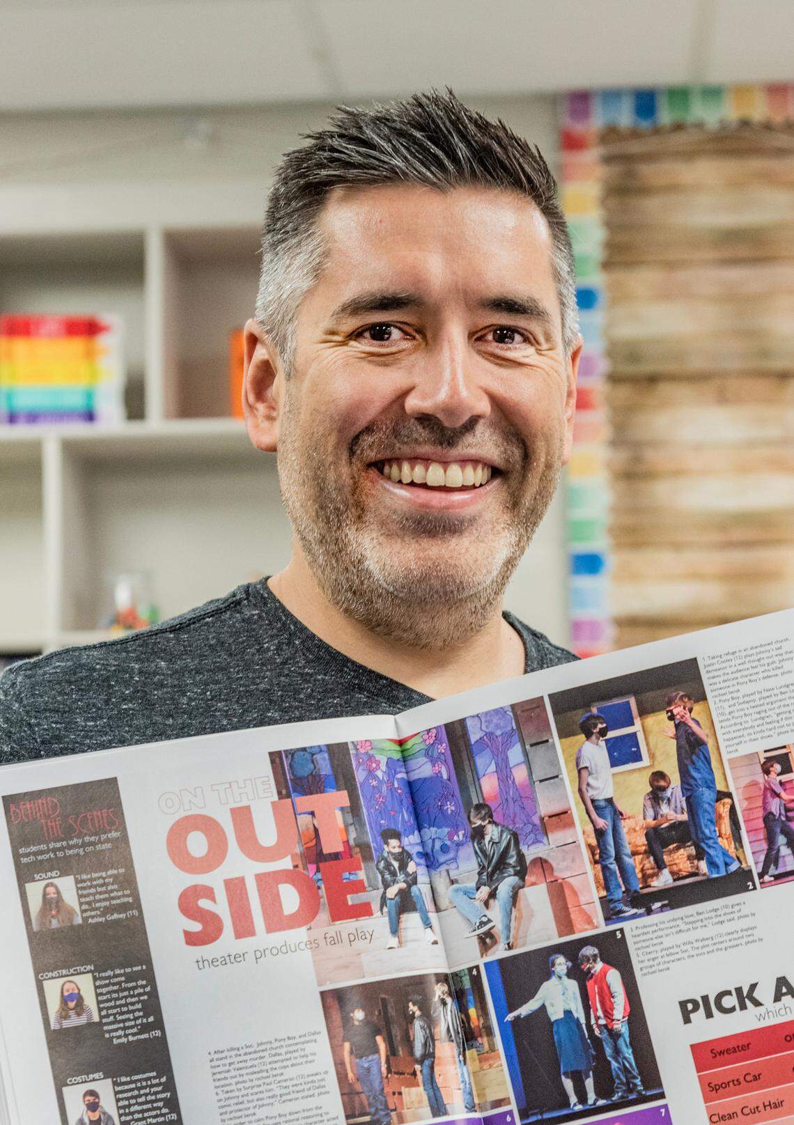 Eddie Shafer, director of theater at Olathe East High School for 13 years, taught Justin Cooley from the time he was a freshman in the ensemble of “Hairspray.”