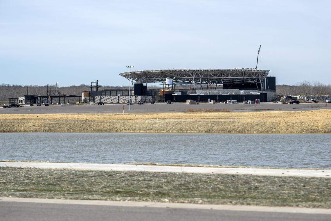 The Morton Amphitheater at 6150 NW Music Blvd. is seen under construction on Friday, March 13, 2026, in Riverside.