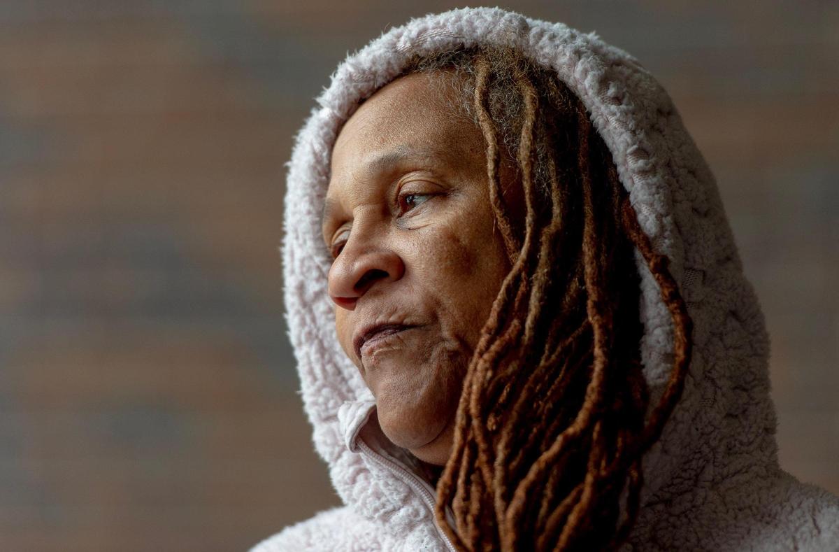 Ophelia Williams stands outside of the federal courthouse after attending a hearing for former Kansas City, Kansas, police detective Roger Golubski on Thursday, Jan. 12, 2023, in Topeka. Williams alleges that she was sexually assaulted in 1999 by Roger Golubski.