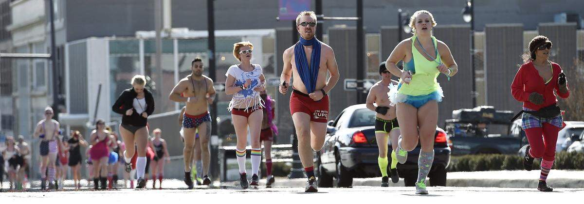 Participants make their way up Grand Boulevard during the 2015 Cupid’s Undie Run benefiting the Children’s Tumor Foundation. This year’s edition takes place Saturday in the P&L.