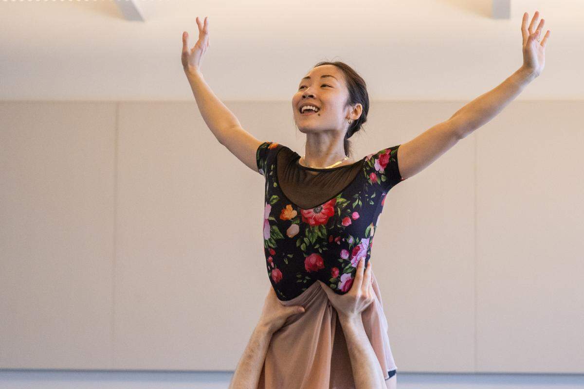 Naomi Abercrombie, a dancer with The Kansas City Ballet, rehearses for The Great Gatsby, on Tuesday, April 21, 2026, in Kansas City. Abercrombie has been dancing for the company since 2019.