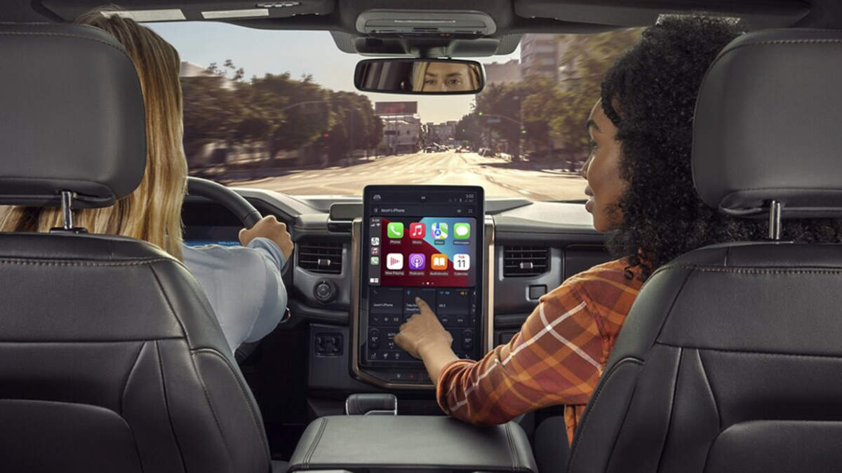 The Ford F-150 pickup is available with a 15.5-inch touchscreen control in the dashboard.