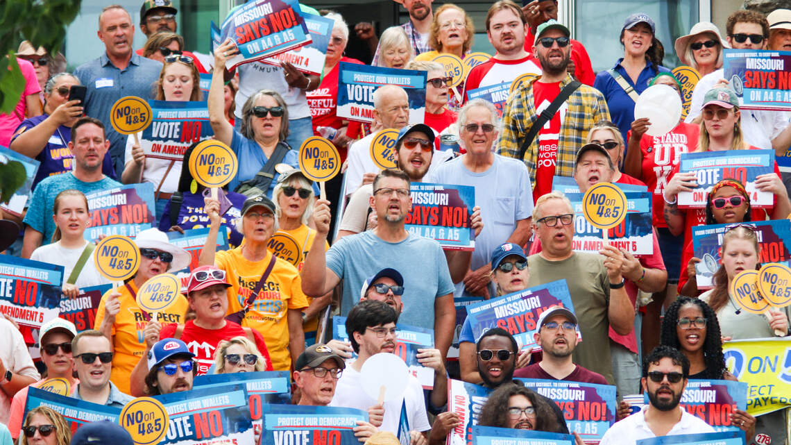 KC voters rally against Missouri Amendments 4 & 5. ‘Direct attack on democracy’