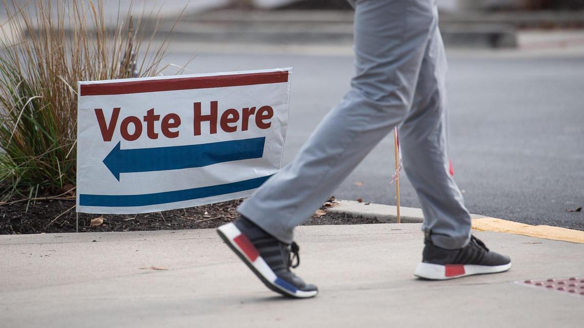 An voter leaves after they cast their ballot on Election Day at the Johnson County Arts and Heritage Center in Overland Park on Tuesday, Nov. 5.