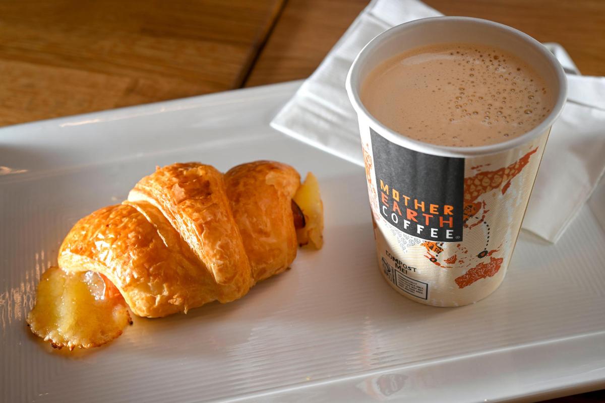 The ham and cheese croissant from Bloom Bakery is a good choice for travelers to grab, along with coffee, as they dash off to their flights at Kansas City International Airport’s new terminal.