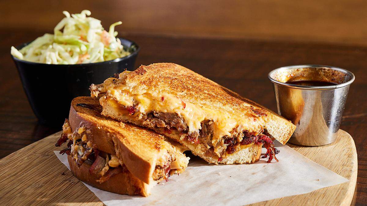 The Mayor "Q" 39 barbecue brisket and pimento cheese sandwich, sold during August 2023 for Mayor Quinton Lucas' 39th birthday to benefit the nonprofit Corey's Network.