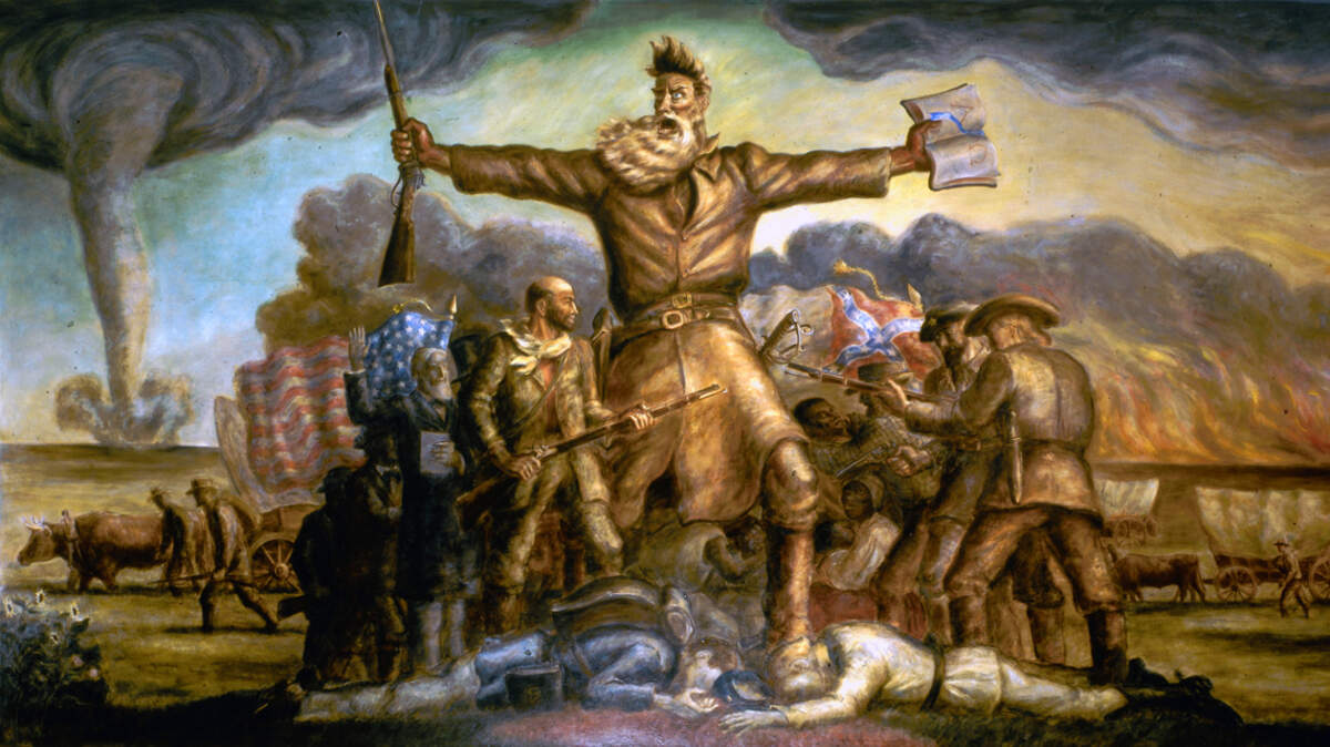 John Steuart Curry’s mural “Tragic Prelude,” depicting abolitionist John Brown, in the Kansas Statehouse