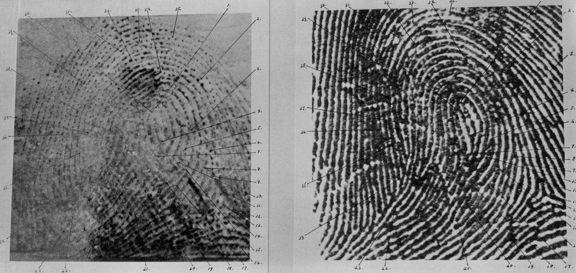 The fingerprints found on the windowsill compared to George Welsh’s.