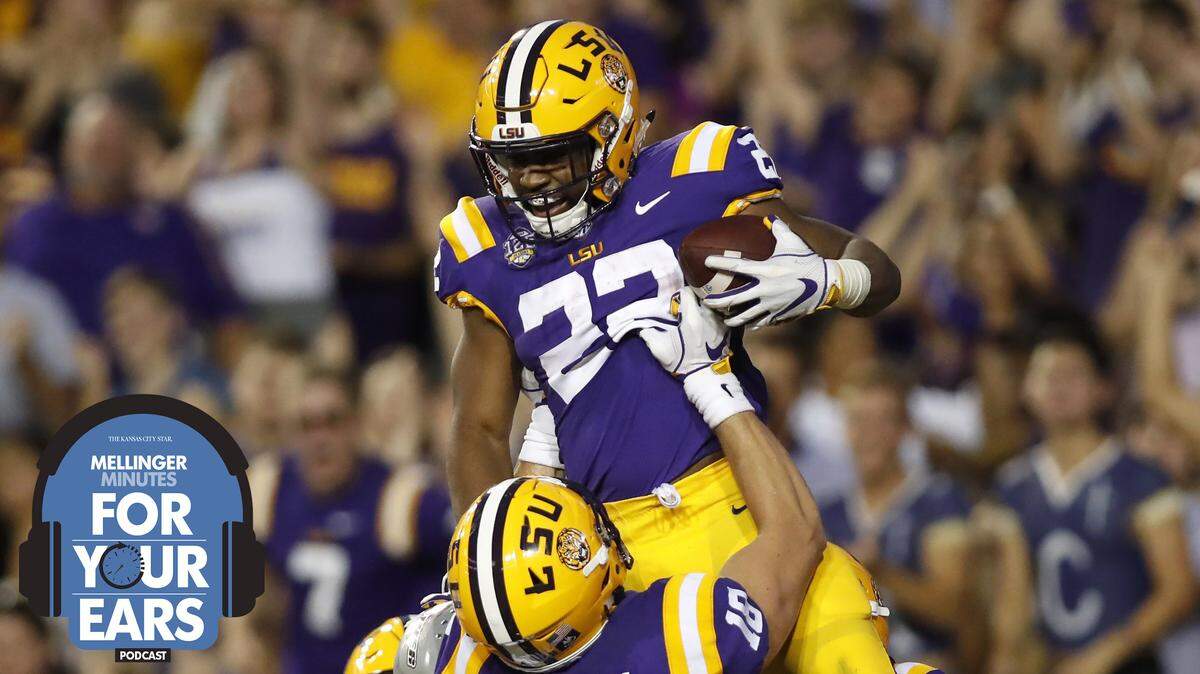 LSU running back Clyde Edwards-Helaire (22) celebrates scoring a touchdown in the first half of an NCAA college football game against Louisiana Tech in Baton Rouge, La Saturday, Sept. 22, 2018. (AP Photo/Tyler Kaufman)