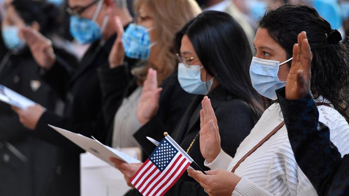 250 people from 61 countries were sworn in as new U.S. citizens at Union Station in Kansas City in January 2022.