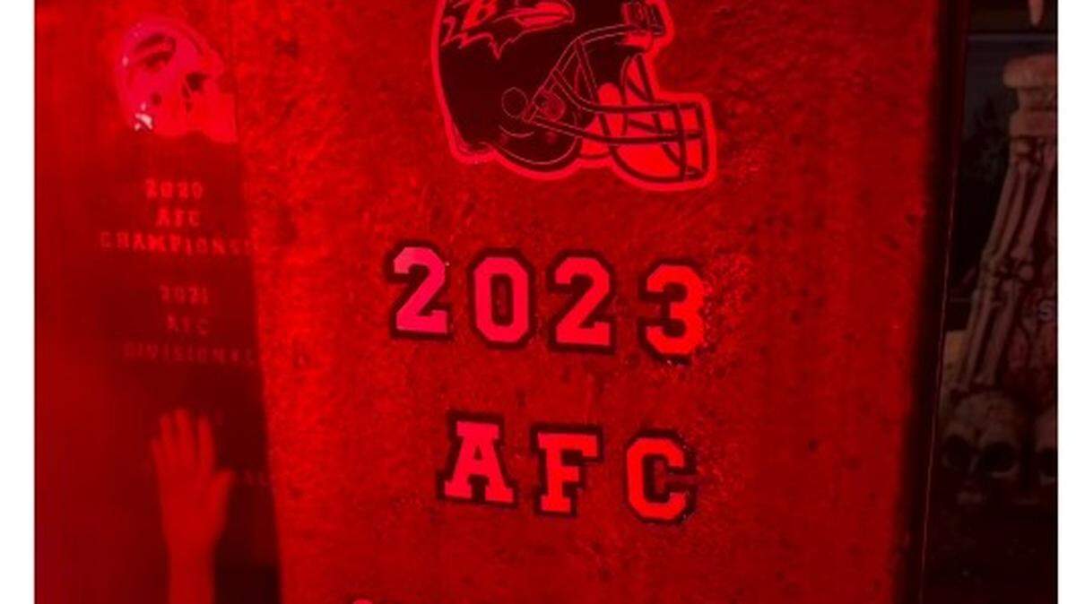 Part of the Patrick Mahomes Grim Reaper Halloween display in Canada.