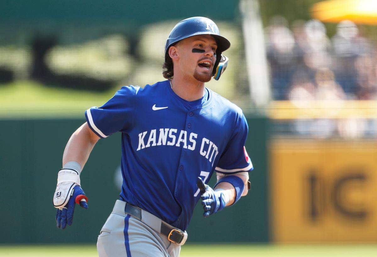 Kansas City Royals shortstop Bobby Witt Jr. (7) circles the bases after hitting a solo home run against the Pittsburgh Pirates during the first inning at PNC Park on Sept. 14, 2024 in Pittsburgh, Pennsylvania.