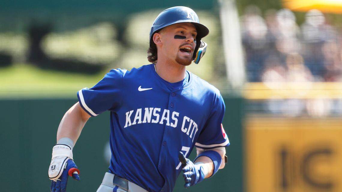 Kansas City Royals shortstop Bobby Witt Jr. (7) circles the bases after hitting a solo home run against the Pittsburgh Pirates during the first inning at PNC Park on Sept. 14, 2024 in Pittsburgh, Pennsylvania.