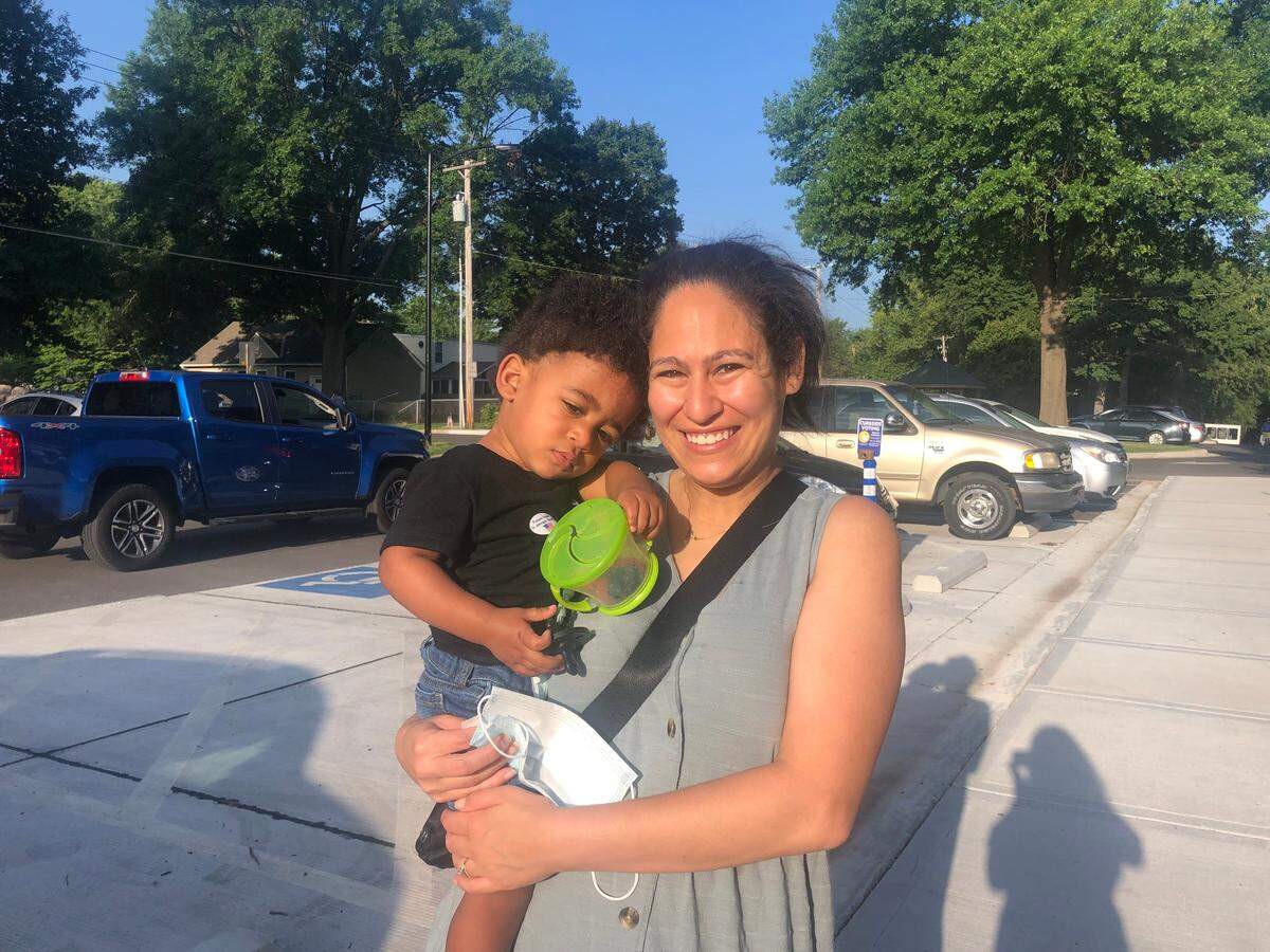 Renee Green, 34, voted Tuesday at the Roeland Park Community Center, 4850 Rosewood Drive.