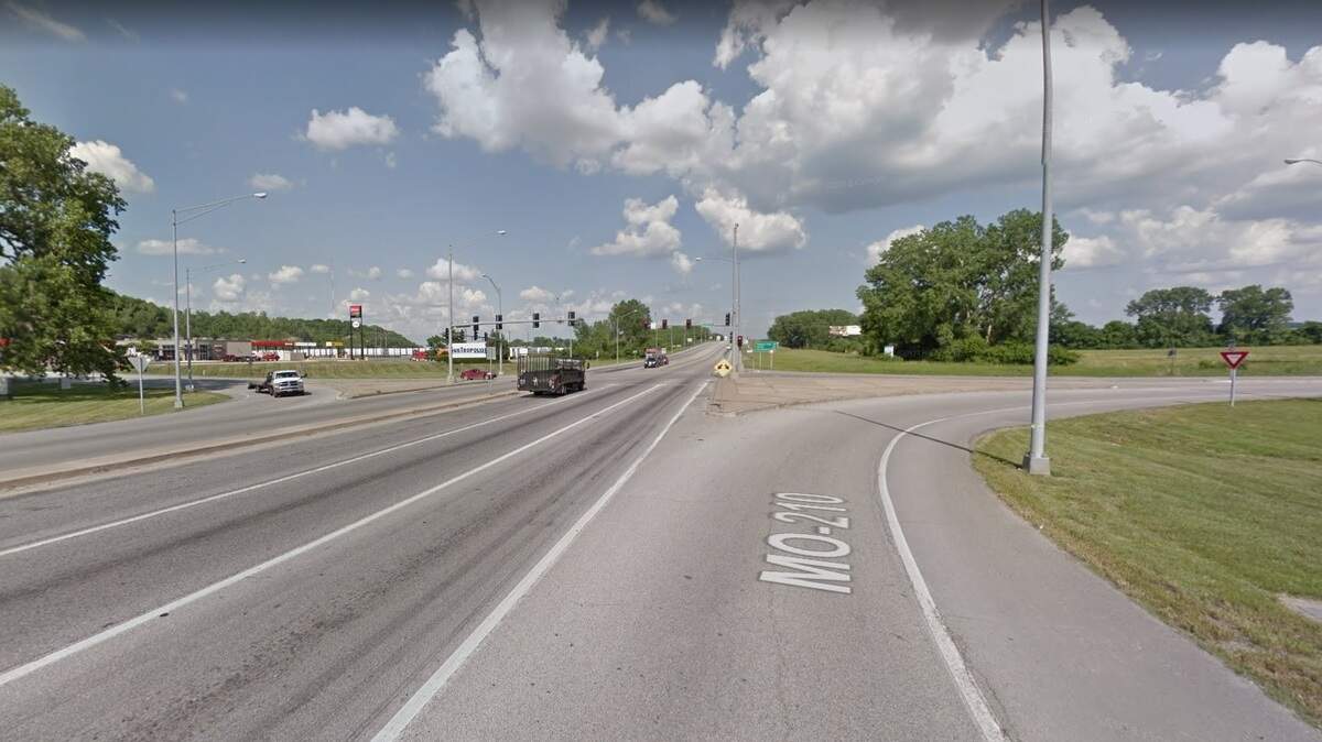 Kansas City police were dispatched to a two-vehicle crash at 5:24 p.m. Wednesday on Missouri 210 near North Eldon Avenue. One person was taken to a hospital, but later died. This is a Google Maps view of the area from 2018.