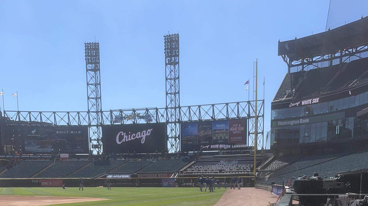 View from visitor’s dugout at Guaranteed Rate Field.