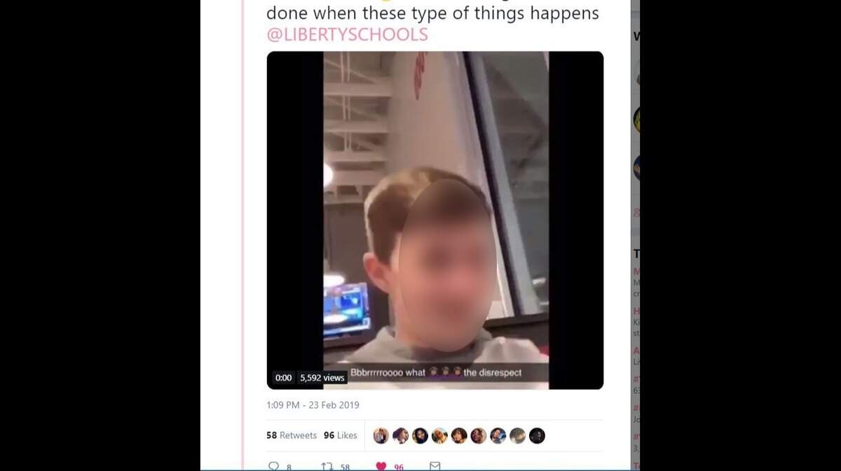 A student’s Snapchat video with a racist comment is being investigated by the Liberty school district. The video was posted on Twitter. In this image, The Star has blurred the student’s face because he is a minor and has not been identified.