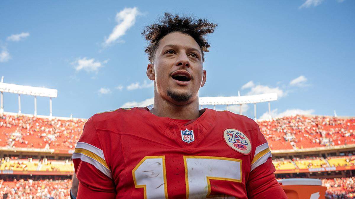 Kansas City Chiefs quarterback Patrick Mahomes (15) mumbles “Wow” while walking off the field following the Chiefs’ 16-14 victory over the Denver Broncos during an NFL game on Sunday, Nov. 10, 2024, at GEHA Field at Arrowhead Stadium.