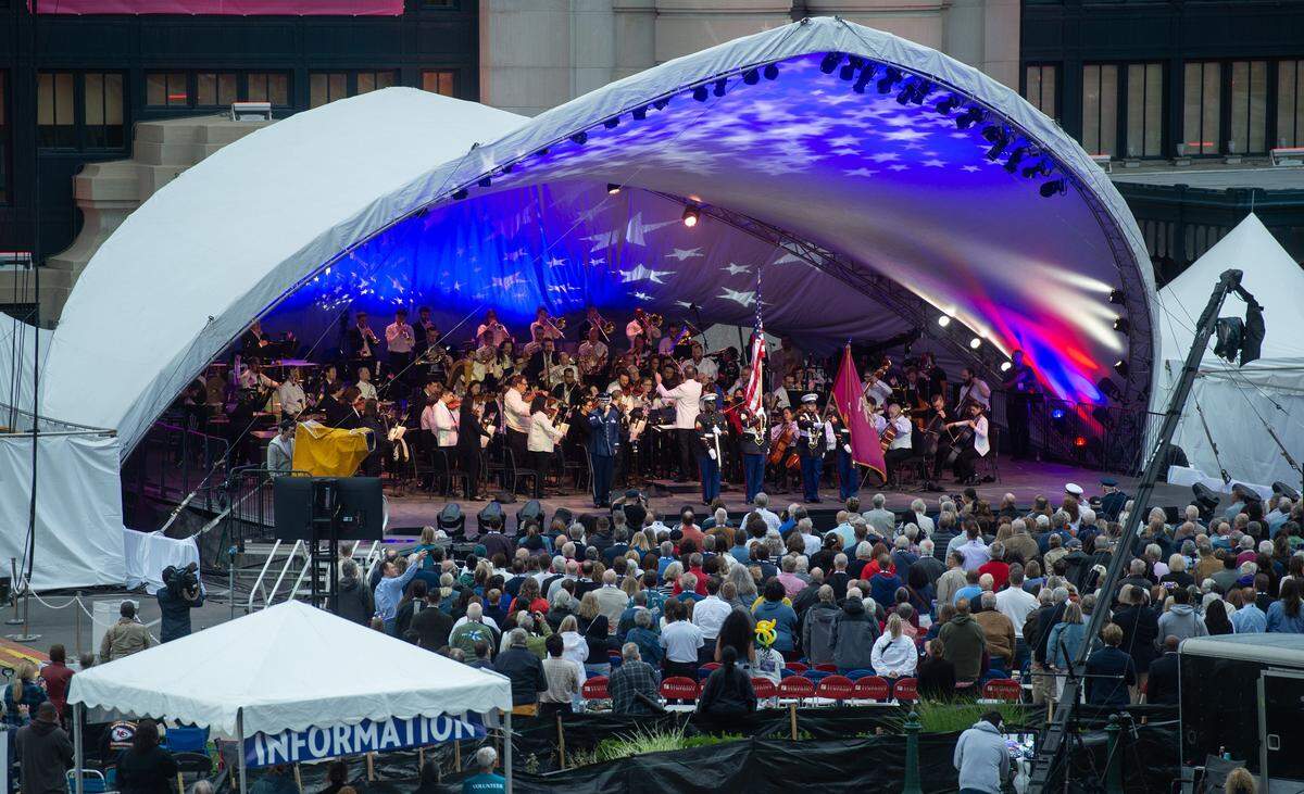 The Kansas City Symphony, shown during last year’s Celebration at the Station, will again be the main attraction at this year’s event on Monday, May 24, in front of Union Station.