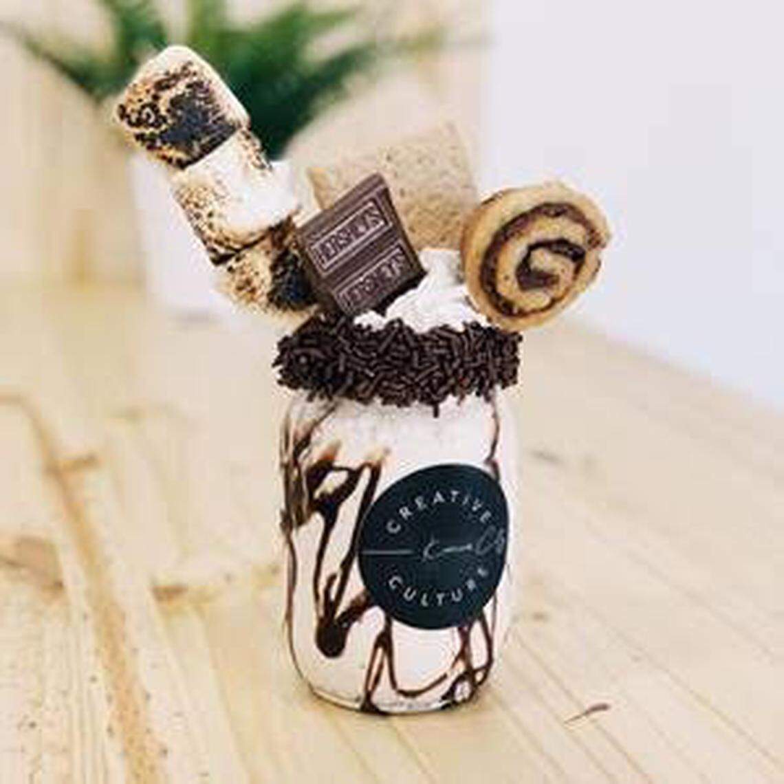 Creative Culture’s It’s Lit – S’mores with vanilla ice cream, graham cracker, chocolate, cinnamon roll, marshmallow and whipped cream.