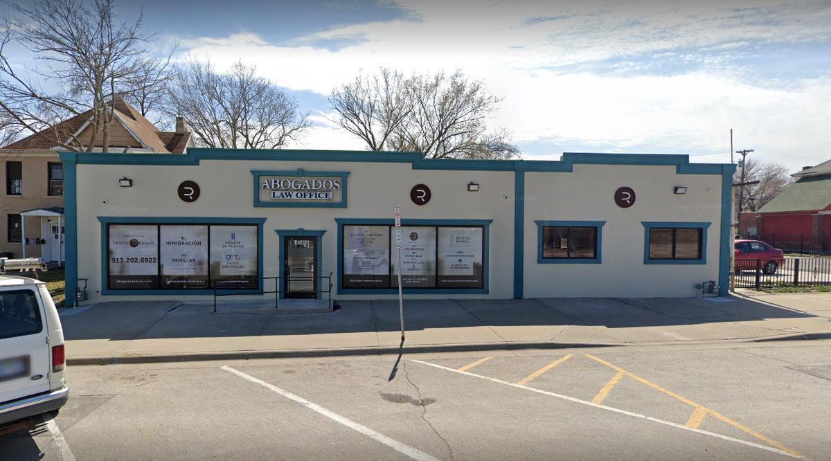 The law office of Denise LeBaron-Ramos is located at 1505 Minnesota Avenue in Kansas City, Kansas. This Google Maps Street View image shows the area in April 2019.