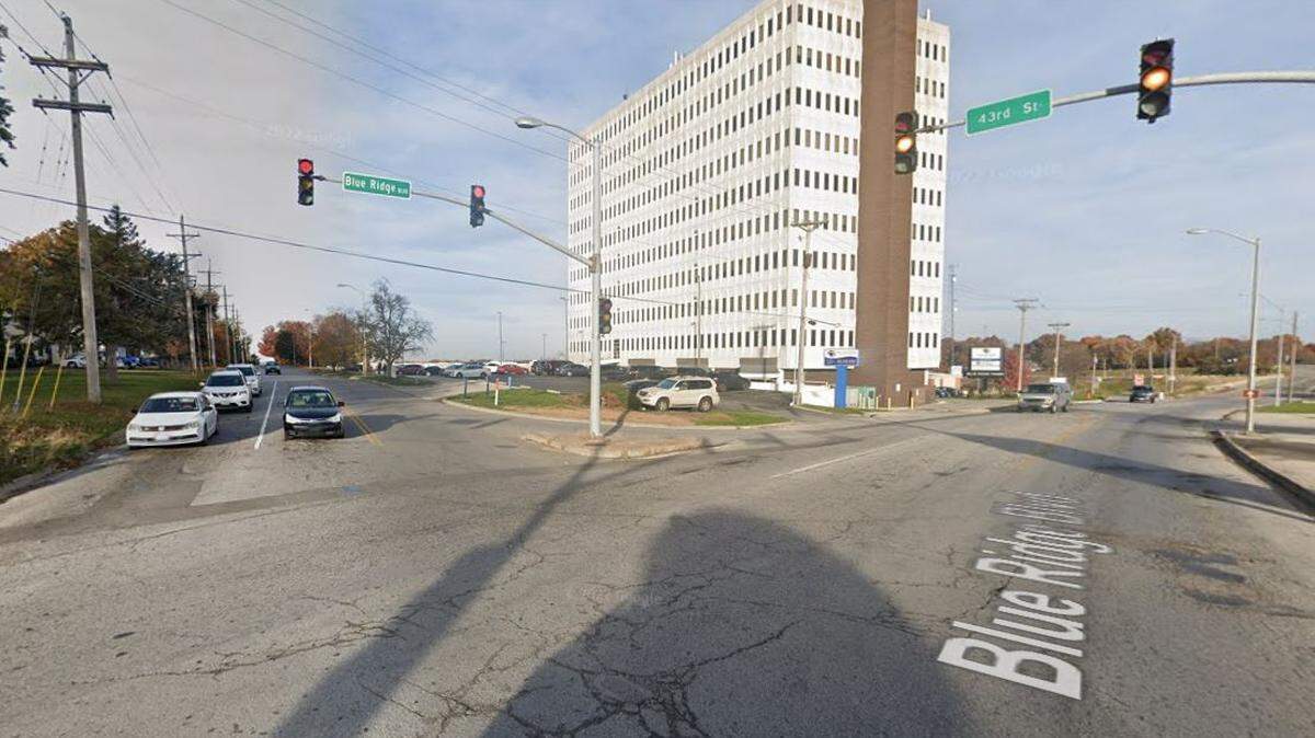 The driver of a Smart car died Saturday, April 30, 2022, a few weeks after a four-vehicle crash near East 43rd Street and Blue Ridge Boulevard. A Google Maps street view image from Nov. 2021 shows the general area.