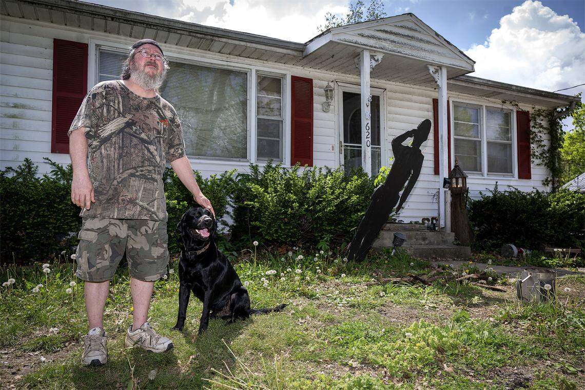Andrew Donaldson carried his dog, Cody, to the bathroom to take cover as a tornado hit on Wednesday afternoon in Clinton, Missouri. “The sirens went off and we were taking cover, and then they went off, and we all came out, and I came outside, and I saw a little bit of rotation back there,” said Andrew Donaldson, a resident of Clinton, Missouri.  “As soon as I got inside the house and the tornado hit and ripped the door out of my hand, if I was a second later, I wouldn't be here.” Donaldson recounted the event on Thursday, April 16, 2026, outside of his home. 