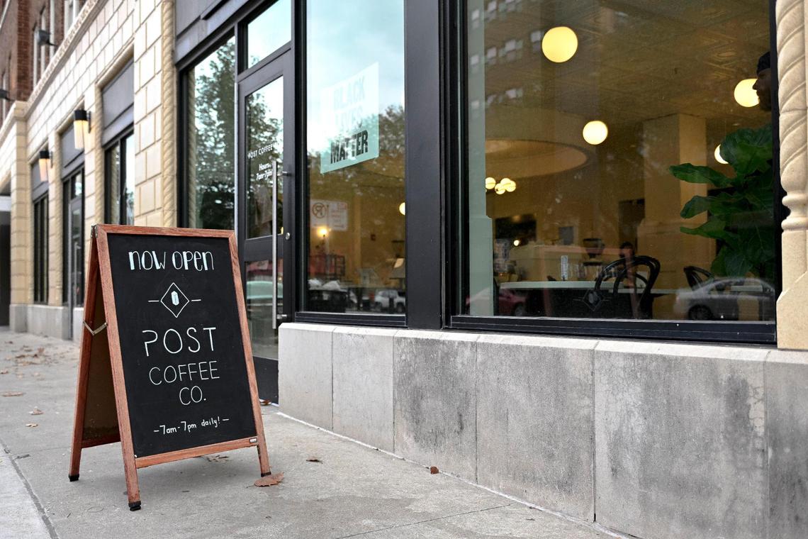 Post Coffee Company sits on the corner of Broadway Boulevard and Knickerbocker Place, Tuesday, Nov. 15, 2022, in Kansas City.