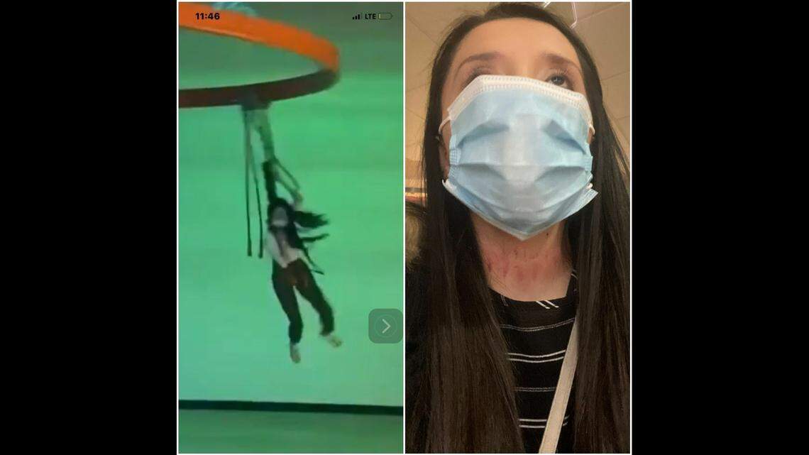 An Illinois mother is suing an indoor adventure park after she was choked by a harness on a zipline ride, according to a lawsuit.