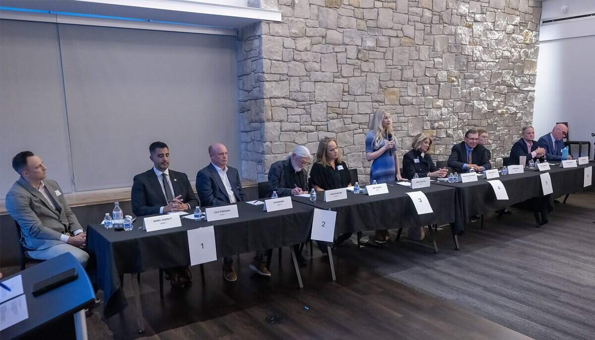 Candidates running for Council Member position on the Prairie Village City Council participate in a candidates forum at the Meadowbrook Club House in Prairie Village on Thursday, October 9, 2025.