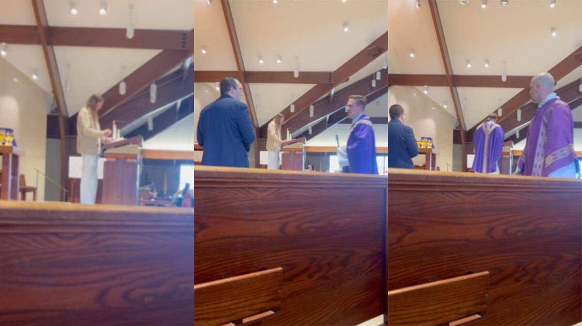 Video shows the moments before Jimbo Gillcrist was taken down at Holy Spirit Catholic Church.