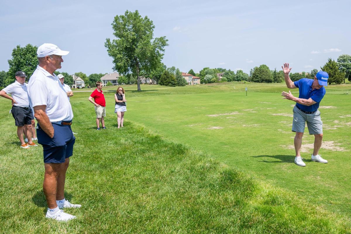 Legendary golfer Tom Watson and Royals legend George Brett during a golf clinic at Nicklaus Golf Club at Lionsgate in Overland Park on Monday, June 2, 2025 during the Joe McGuff Golf Classic on Monday, June 2, 2025.