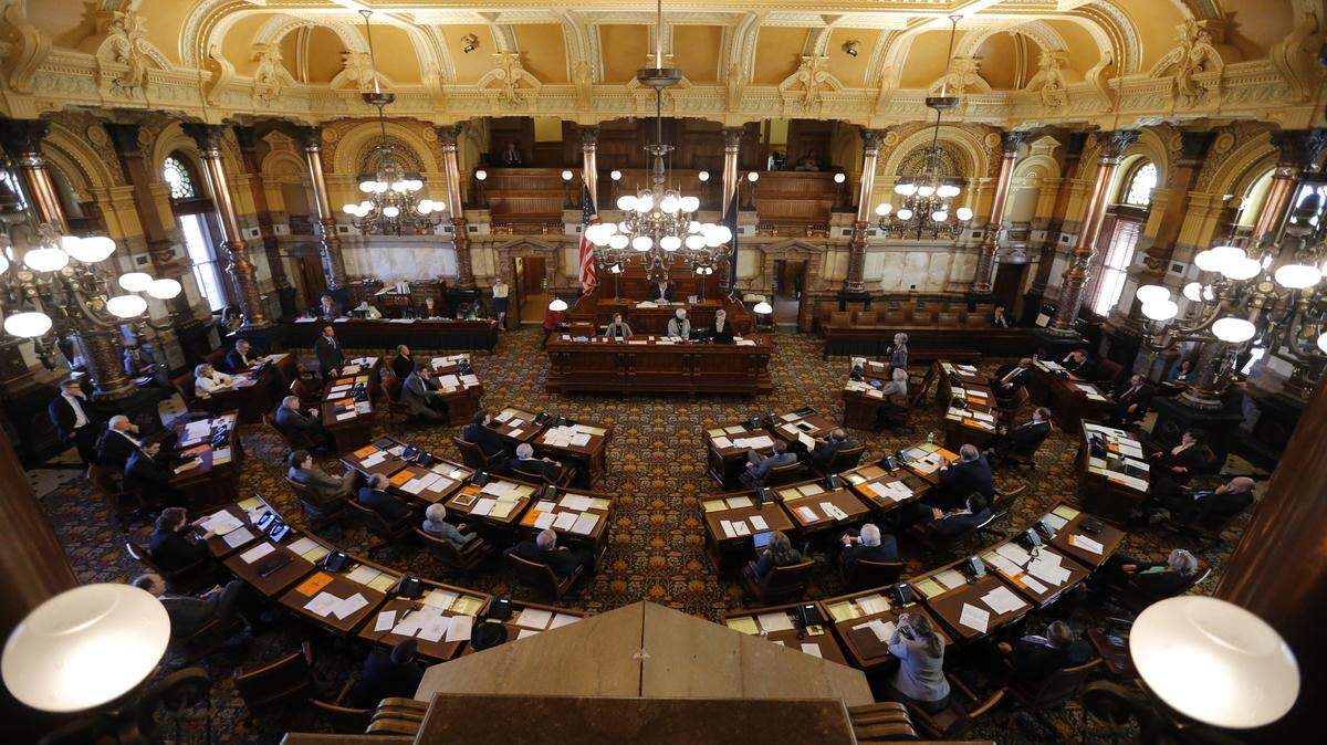The Senate chamber in the Kansas Statehouse in Topeka.
