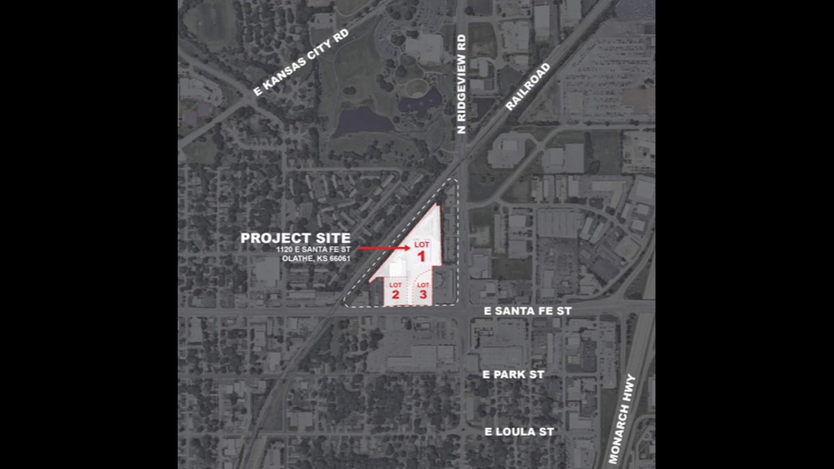 A project map showing the site of the new Olathe Animal Shelter. City staff said construction could start this summer on the new $25 million shelter.
