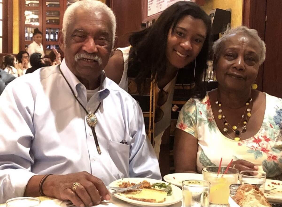 Bennie White, left, his granddaughter Logan White, center, and his wife Beverly White, right.