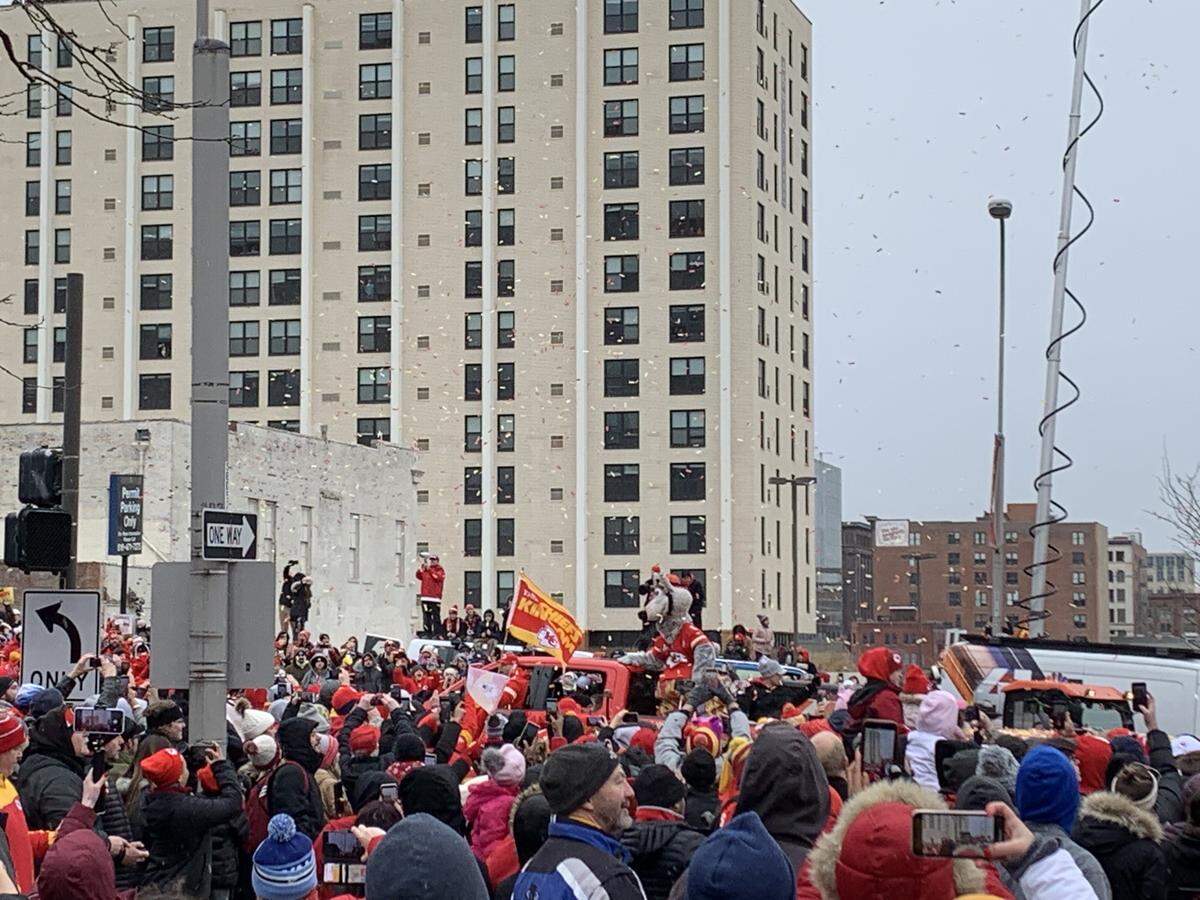 The Kansas City Chiefs’ Super Bowl parade started Wednesday morning in downtown Kansas City. The parade made its way past Seventh Street on Grand Boulevard.